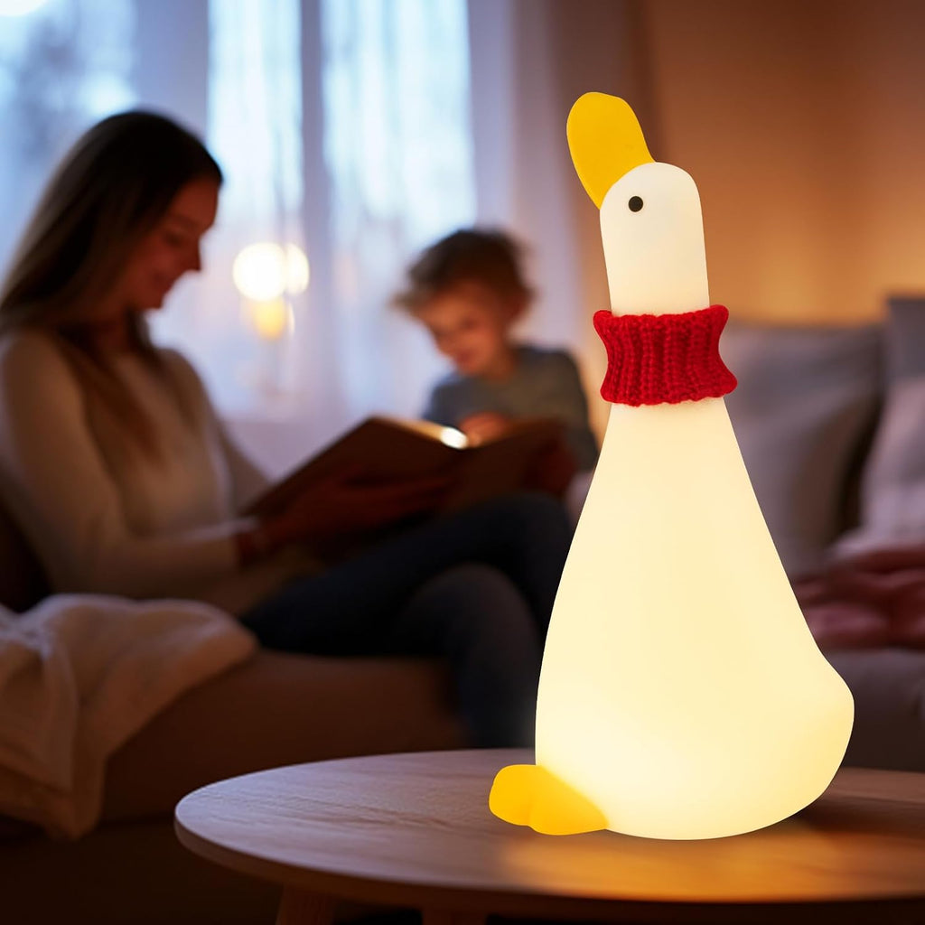Gefaxi Duck Night Light Silicone Cute Dorm Bedroom Home Decor Night Light for Breastfeeding Squishy Duck Nightlight Cordless Rechargeable D…