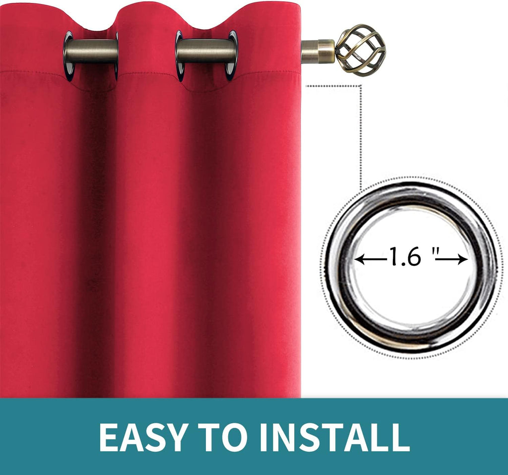 BGment Red Blackout Curtains 72 Inch Length 2 Panels Set, Grommet Thermal Insulated Room Darkening Curtains for Bedroom, Each 46 x 72 Inch…
