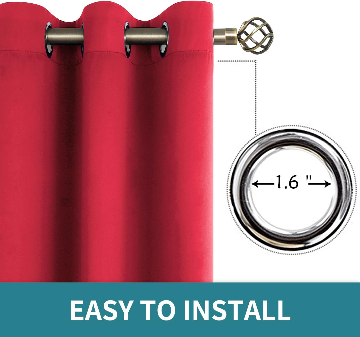 BGment Red Blackout Curtains 72 Inch Length 2 Panels Set, Grommet Thermal Insulated Room Darkening Curtains for Bedroom, Each 46 x 72 Inch…
