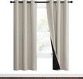 Nicetown Natural Blackout Curtains 70 inches Long, 2 Pieces, 37" Wide Each Panel, Full Light Blocking Drapes with Black Liner for Nursery,…