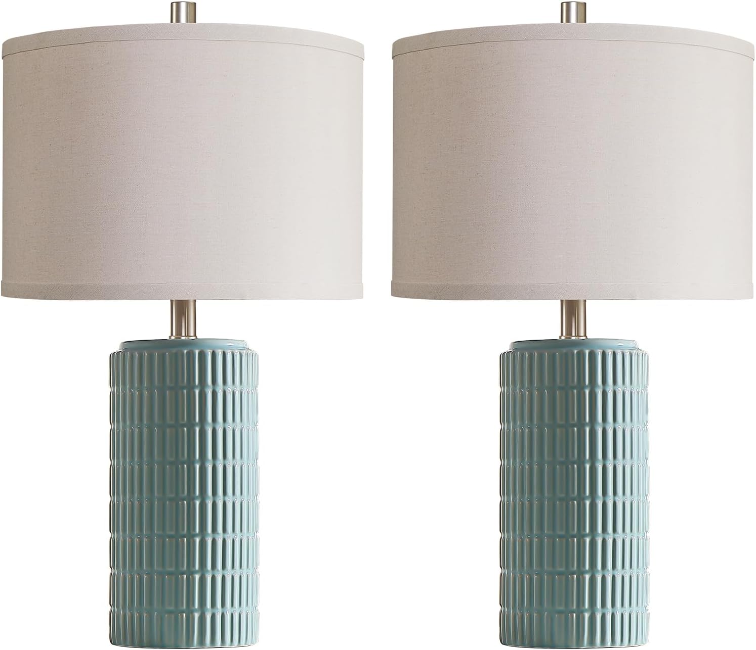 AIEAMPDO 23" Set of 2 Ceramic Table Lamps for Living Room Bedroom, Modern Nightstand Desk Lamp for Entryway, Office, Study Room, 2 LED…