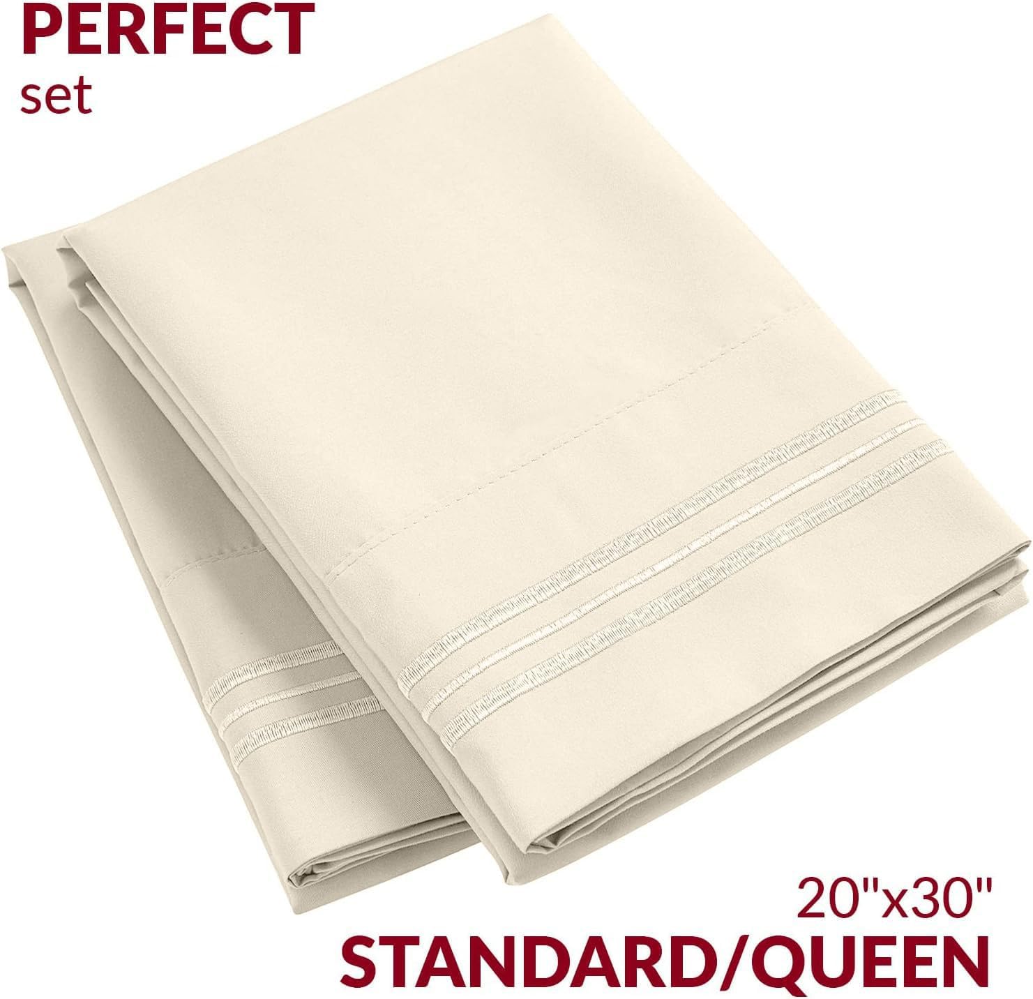 Mellanni Pillow Cases - Luxury, Extra Soft, Cooling Pillow Covers - 2 PC Iconic Collection Pillowcases - Envelope Closure (Standard/Queen 2…