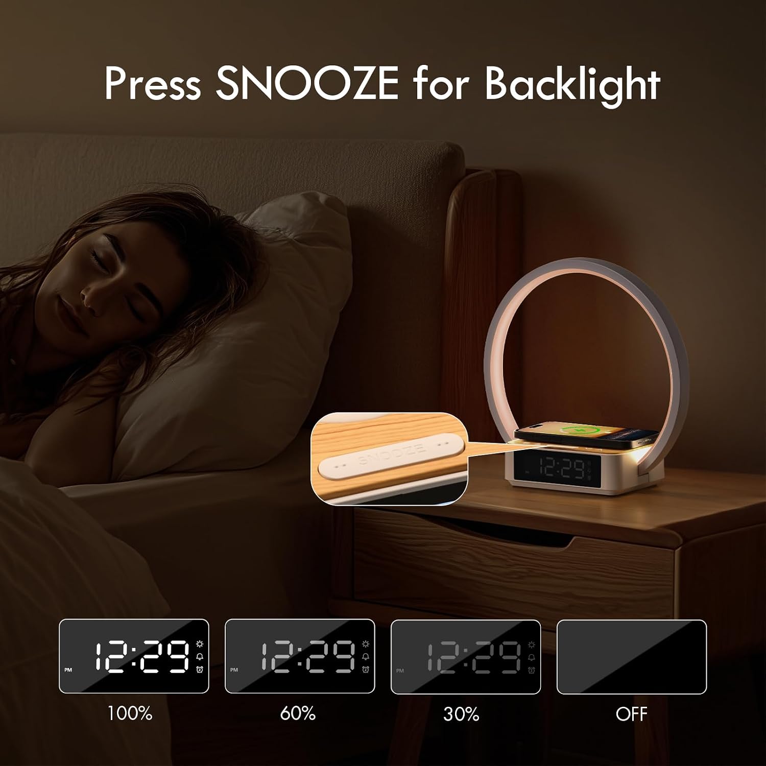 Wilit Bedside Lamp with Alarm Clock, Touch Lamp with Wireless Charger, Nightlight for Bedroom, Sunrise Wake-up Light,3-Grade Dimmable, Birthday…