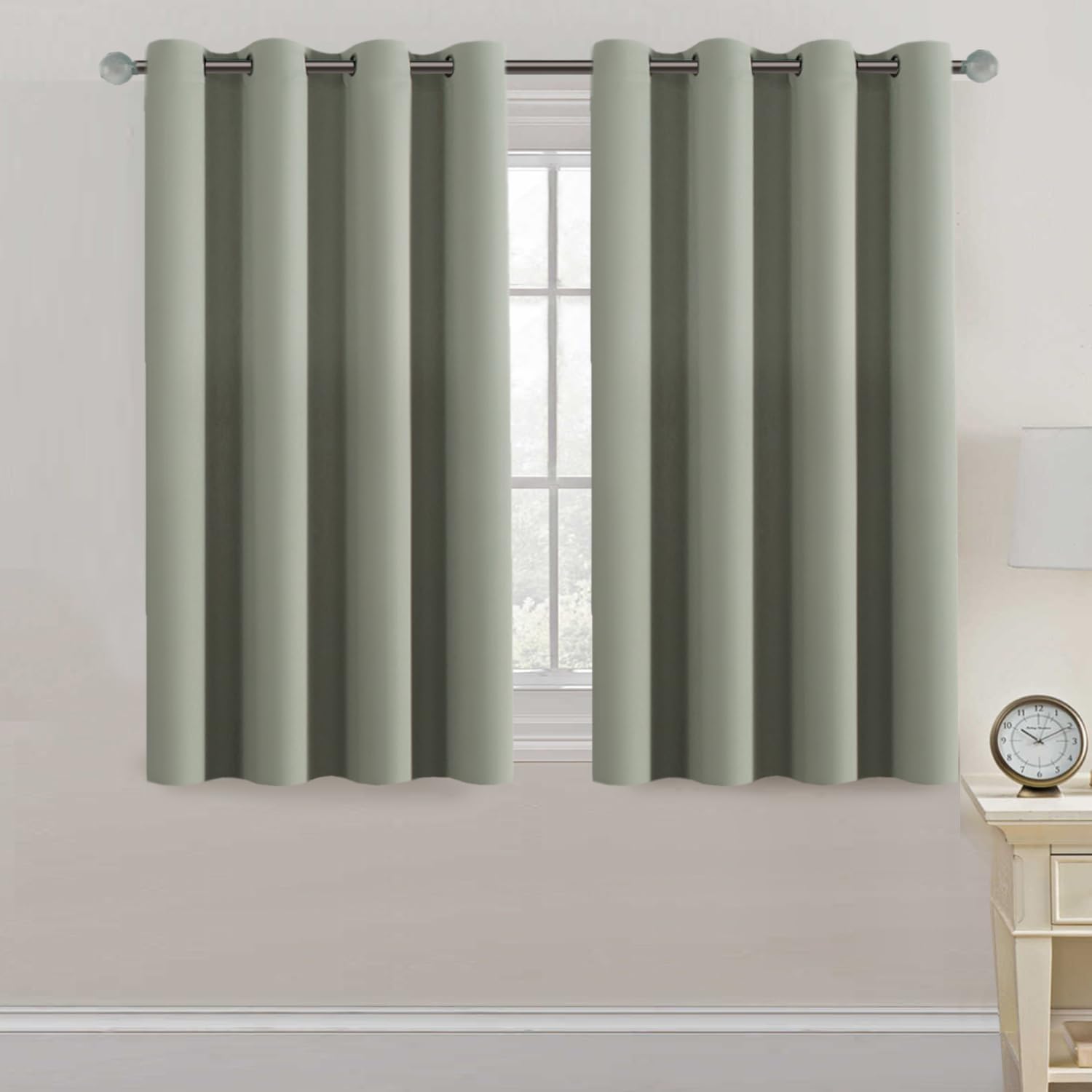H.VERSAILTEX Blackout Curtain for Living Room Small Window Kitchen Blackout Curtains 45 inch Length Energy Saving Solid Grommet…