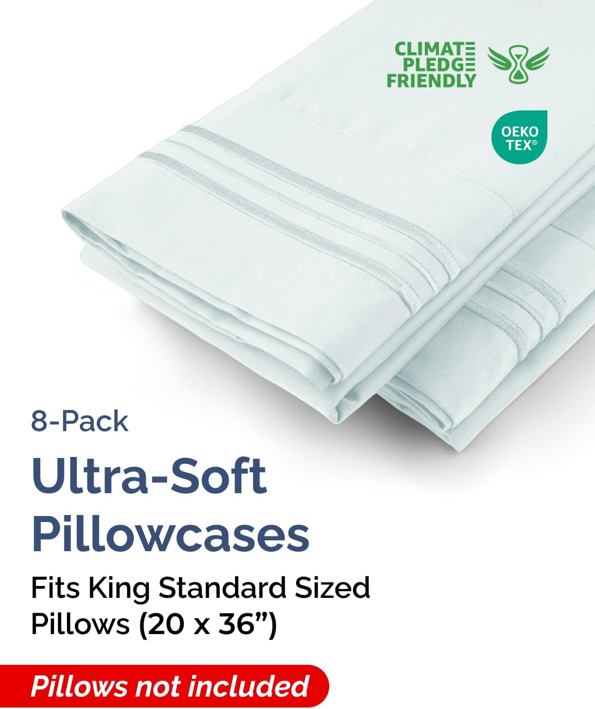 King Standard Pillow Cases Set of 8 - Ultra Soft Hotel Quality Pillowcase Covers - Comfy & Wrinkle Free - Shrink & Fade Resistant…