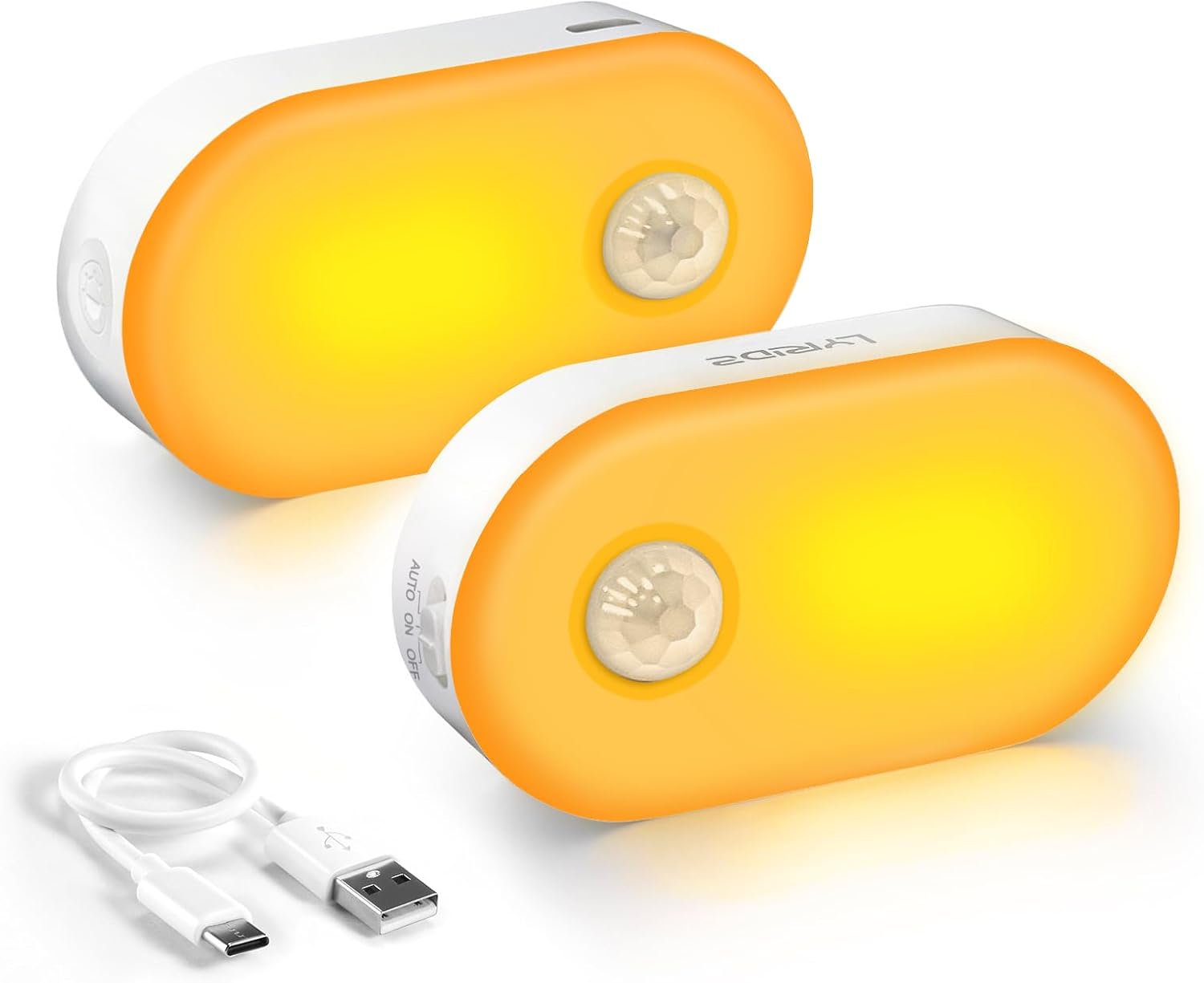 Lyridz Rechargeable Night Light with Motion Sensor, Dimmable Amber Nightlights for Bathroom, Bedroom, Kids Room, Hallway, Stairs, Pet…