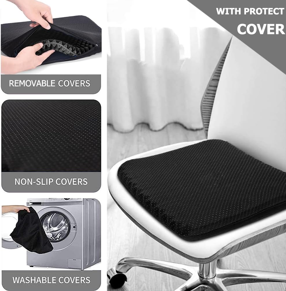Helishy Gel Seat Cushion, Super Large (19x18x1.6inch) Gel Cushion Chair Pads with Non-Slip Cover for Home Office Car Seat Wheelchair, Soft…