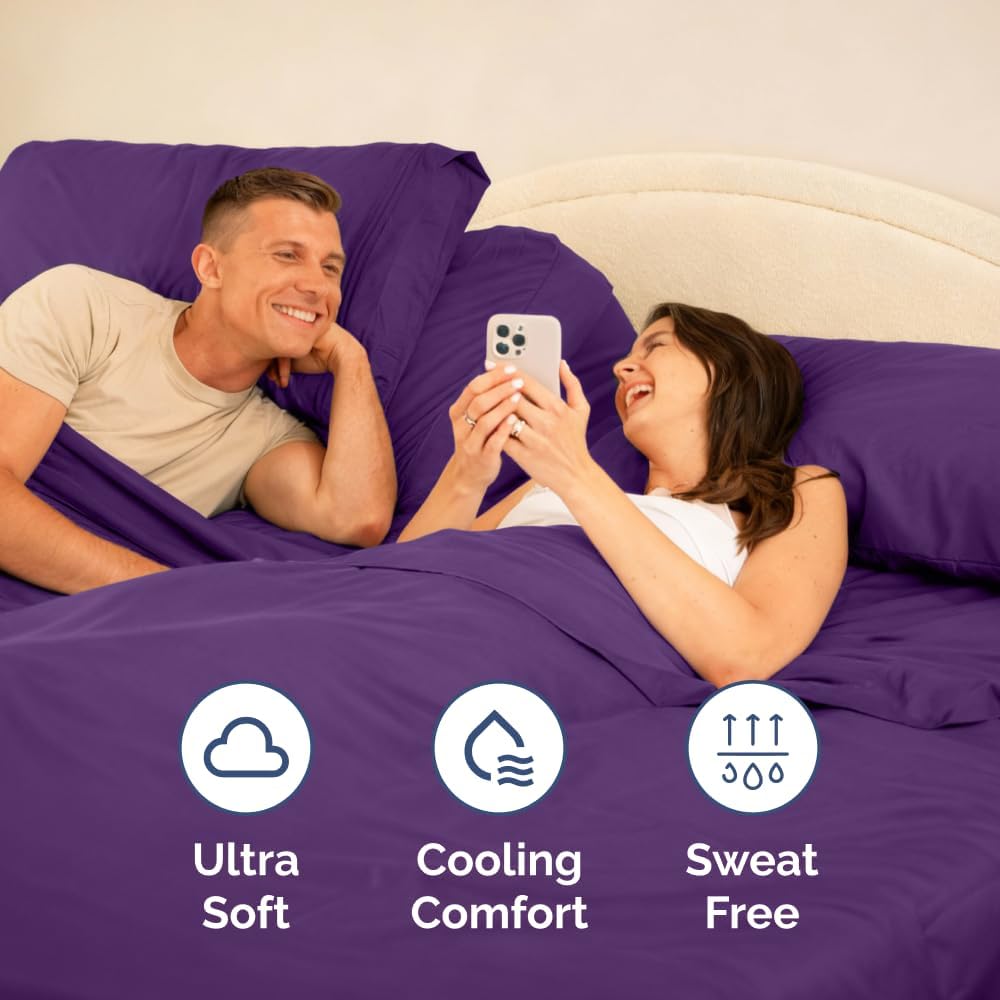 Flex Top Split Head King 4 Piece Sheet Set - Ultra-Soft, Breathable & Cooling Bed Sheets Set - Hotel Luxury Bedding for Women & Men w…