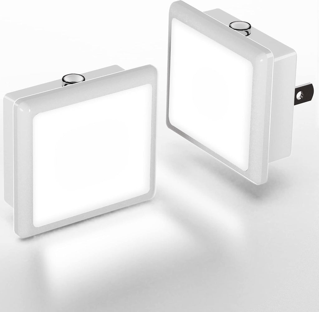 L LOHAS LED Night Lights Plug into Wall 2-Pack, 0.3W Plug in Night Light, Dusk to Dawn, 5000K Daylight White Bright Nightlight…