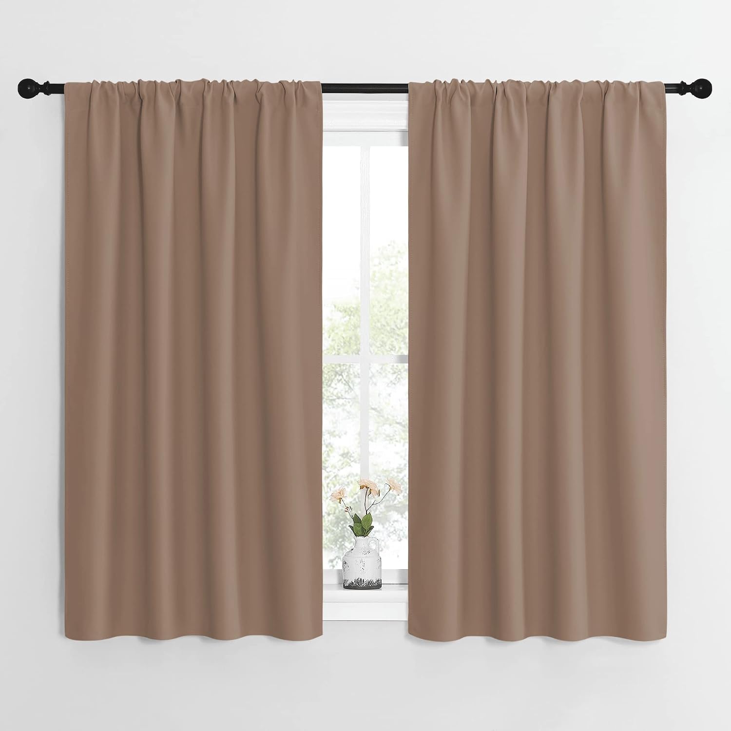 NICETOWN Kitchen Window Blackout Curtains - Window Treatment Thermal Insulated Rod Pocket Small Blackout Draperies/Drapes for…