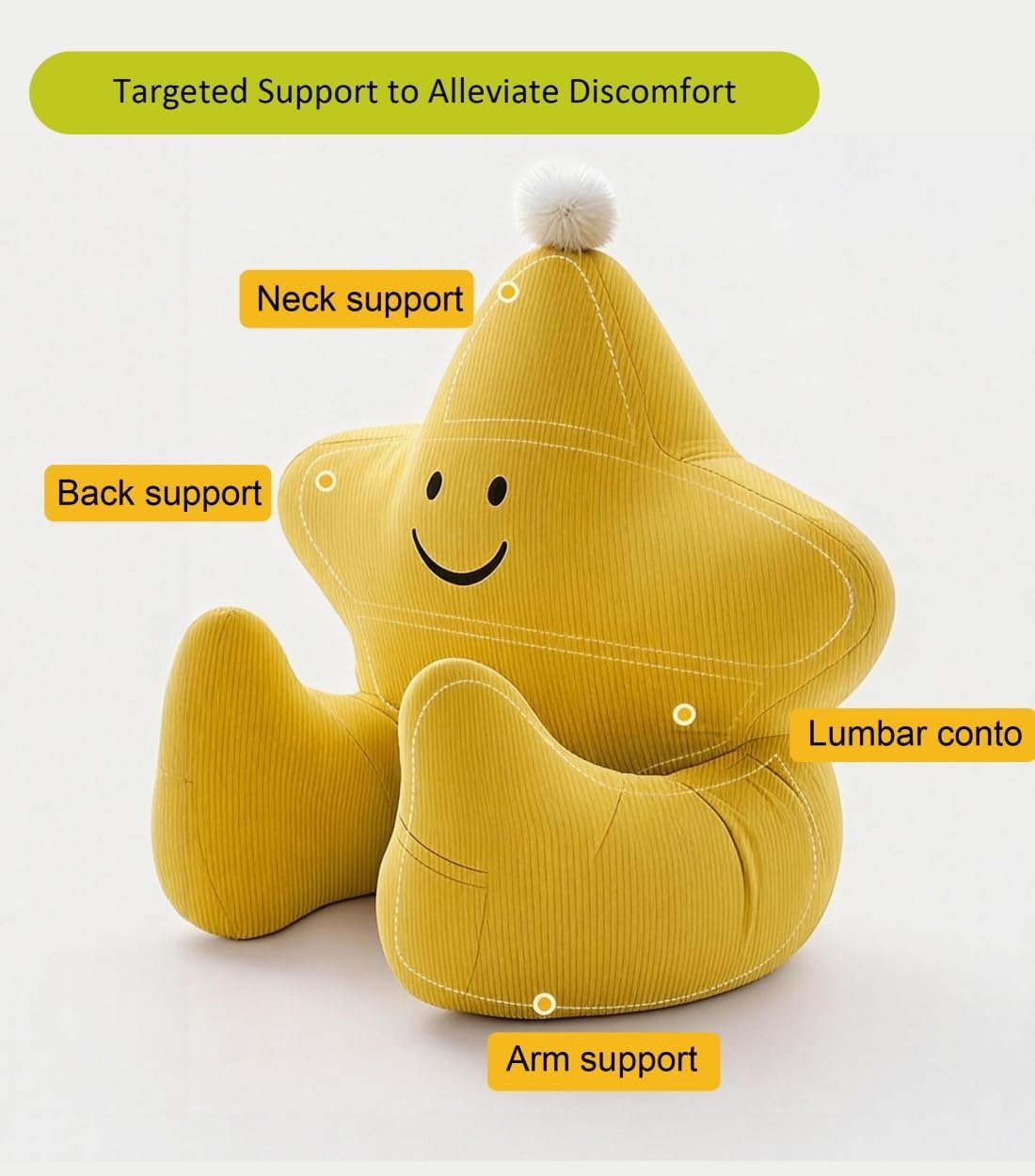 Ceanlex Reading Pillows for Sitting in Bed, Corduroy Back Pillow Bed Sitting Up, Cute Star Shape Back-Rest Support Cushion for Sit Up on Co…