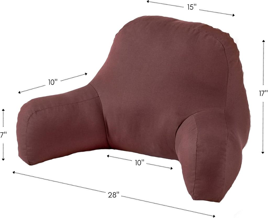 Greendale Home Fashions Cotton Duck Bed Rest Reading Pillow with Arms, Mocha