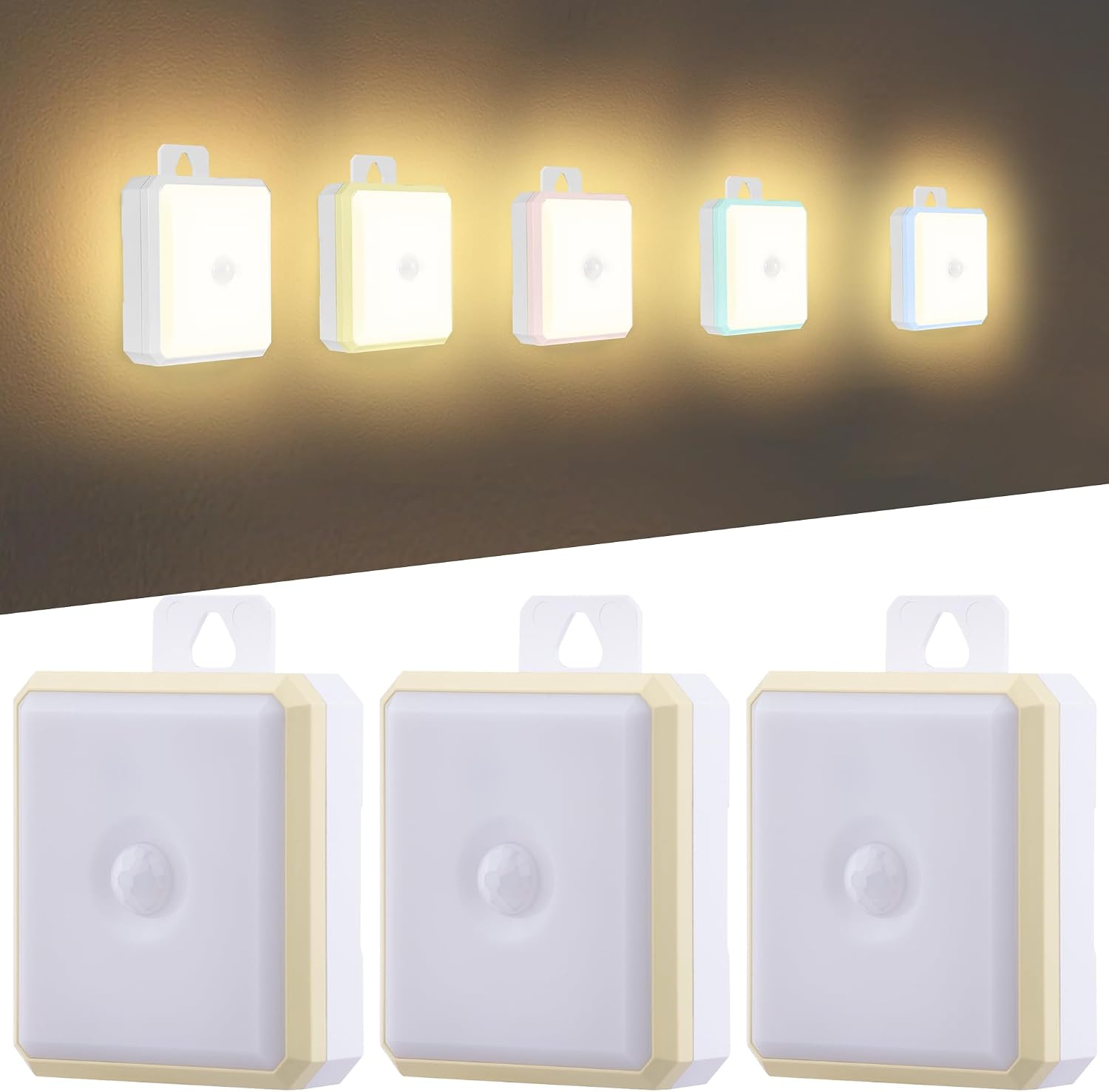 Motion Sensor Night Light Indoor - Cordless Battery Powered Under Cabinet Lighting, Stick-on Magnet LED Closet Lights, Safe Light for…