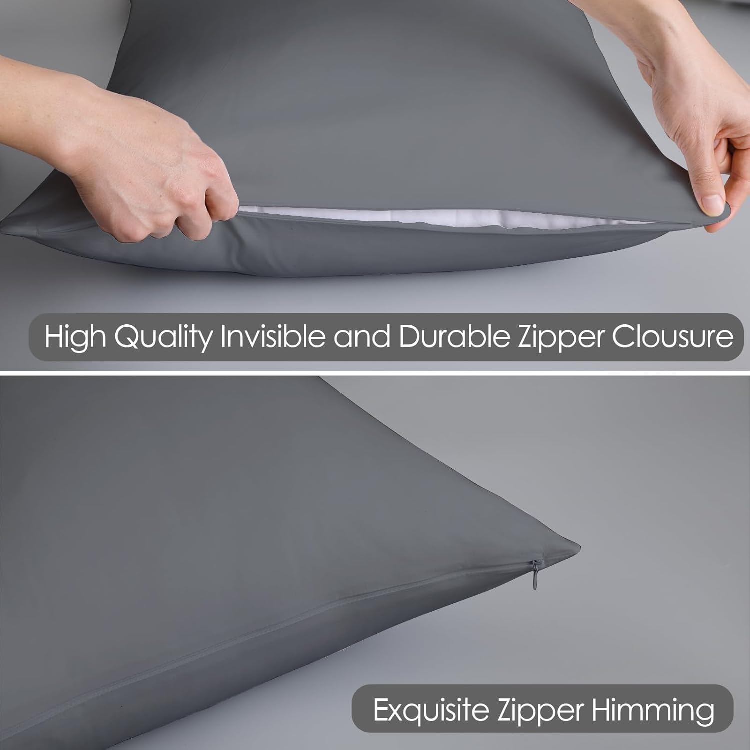 ShunjieHome 100% Egyptian Cotton King Pillow Protectors Set of 2, 400 Thread Count Sateen Weave Cooling Pillowcase, easy maintenance…