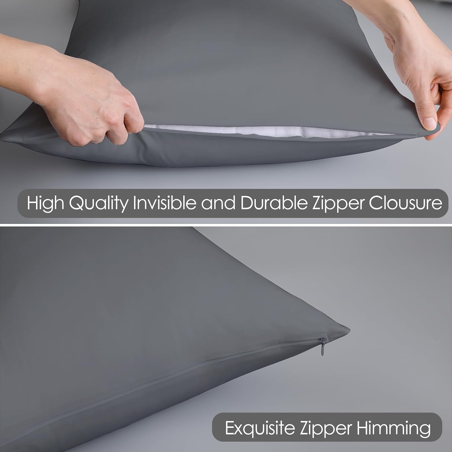 ShunjieHome 100% Egyptian Cotton Standard Pillow Protectors Set of 2, 400 Thread Count Sateen Weave Cooling Pillowcase, easy maintenance…