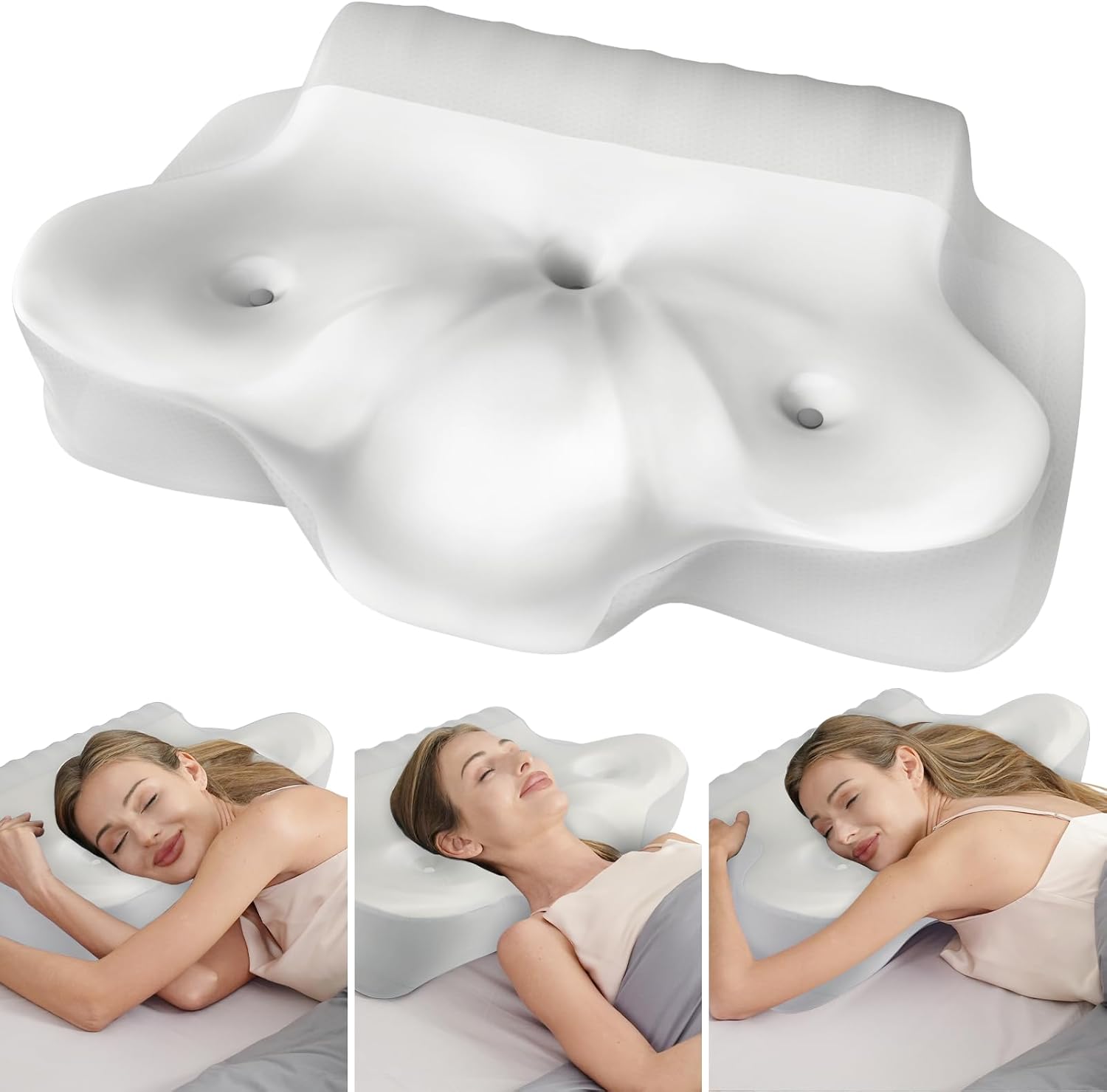 Ablegrid Memory Foam Cervical Neck Support Pillow, Contour Cooling Gel Pillow for Neck Shoulder, Odorless Ergonomic Orthopedic Adjustable De…