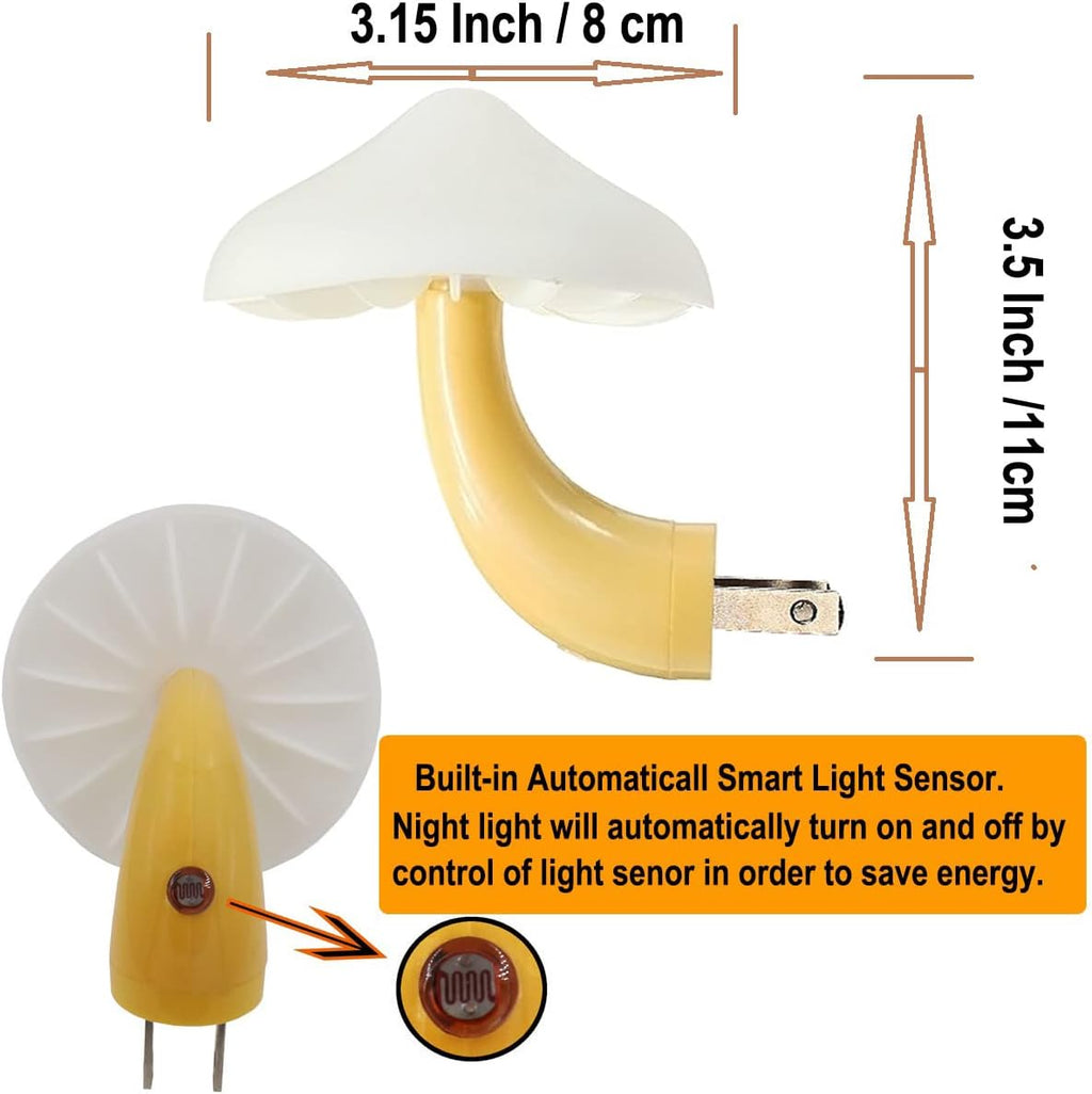 AUSAYE 4 Pack Plug in Night Light, Mushroom Light LED Nightlights for Kids, Adults, Bedroom, Bathroom, Hallway, Stairs, Kitchen Muti-Color
