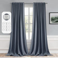 Miulee Stone Blue Back Tab Blackout Curtains 120 Inch Long 2 Panels Set for Bedroom, Rod Pocket/Pinch Pleated Extra Long Thermal Insulated…