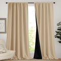 Nicetown Thermal Insulated 100% Blackout Curtains, Rod Pocket Noise Reducing Drapes with Black Lining, Full Light Blocking Drapery Panels f…