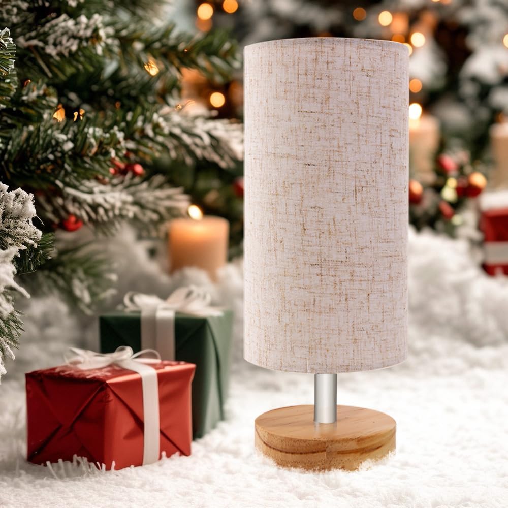 Bedside Table Lamps, Table Lamp for Bedroom, Lamps for Night Stands with Linen Lampshades, Small Table Lamp for Living Room, Office (Bulb…