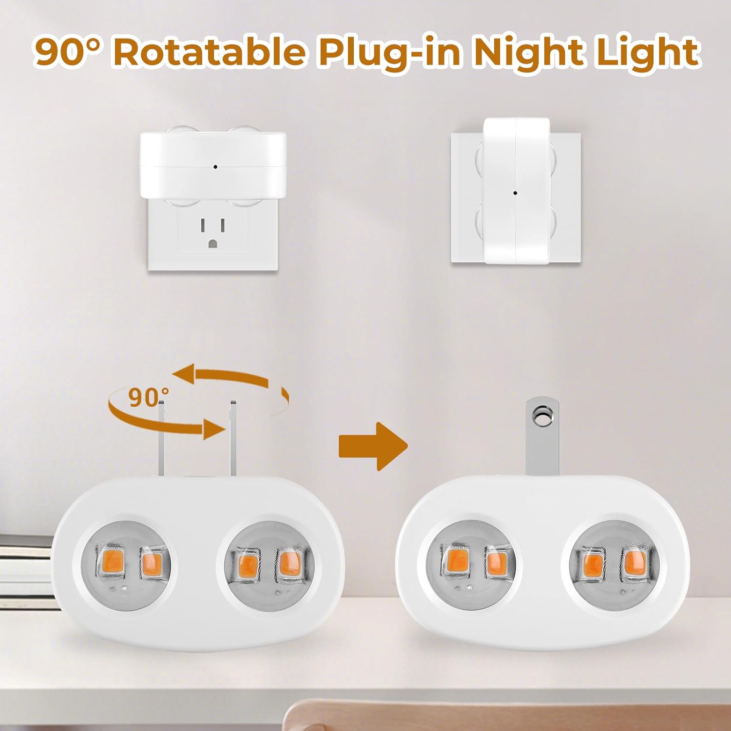 BMXKPO LED Night Lights Plug into Wall, Dusk to Dawn Auto-On/Off Night Light 5000K,1W Plug in Night Light for Hallway Bedroom Stairway 4…