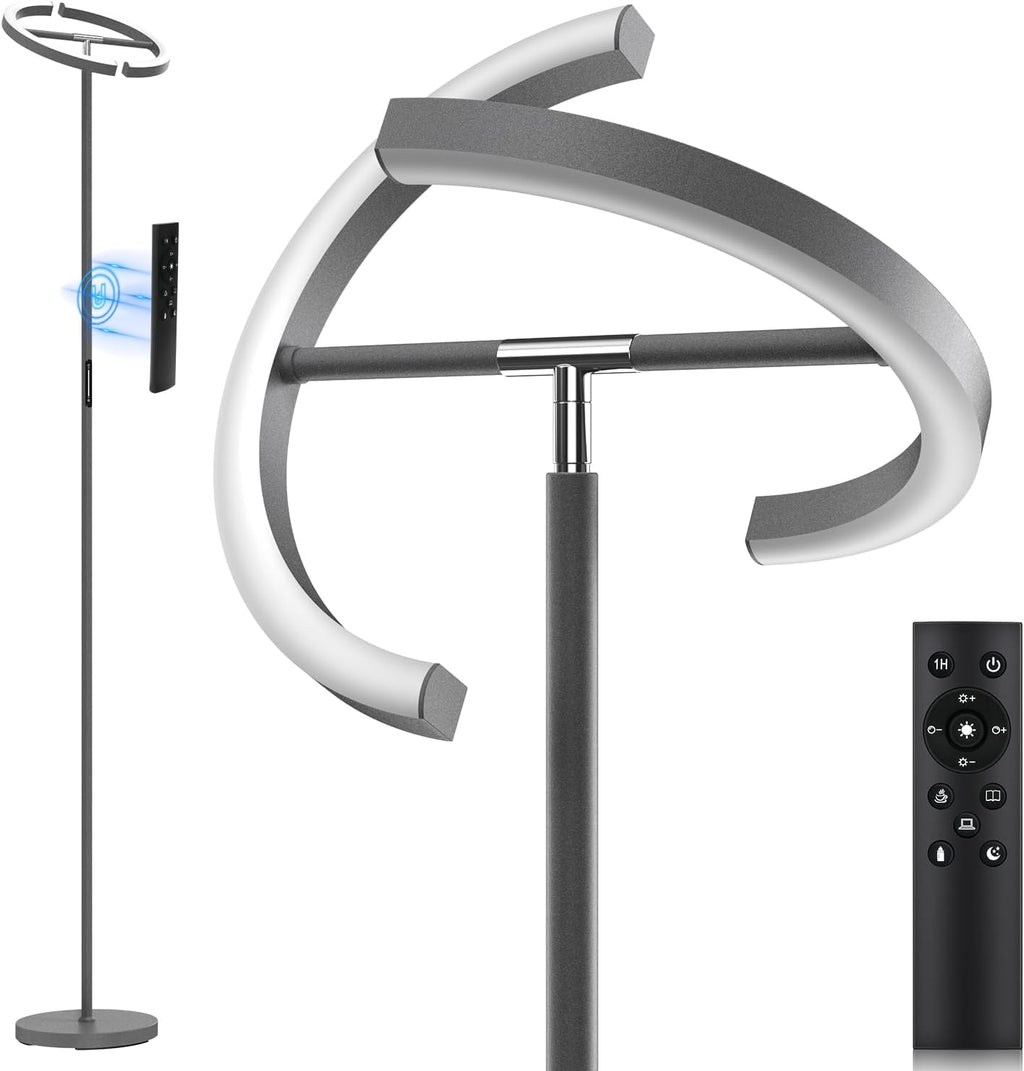 SIBRILLE Gunmetal Gray LED Floor Lamp - Rotatable Standing Lamp for Living Room Bedroom, 22W Dimmable Floor Readig Light with…