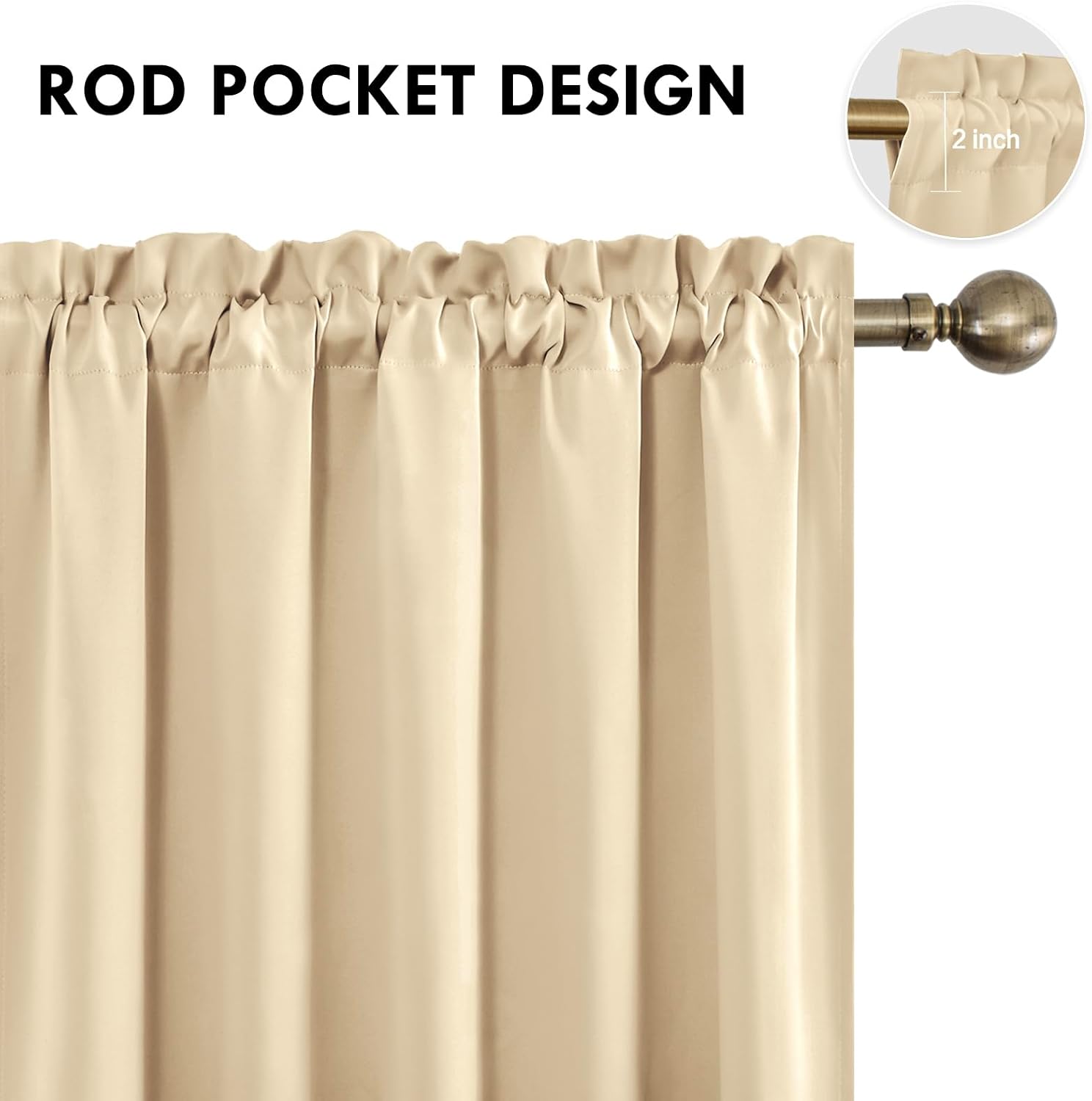 Dwcn Blackout Curtains for Bedroom – Rod Pocket Thermal Insulated Noise Reducing Noise Reducing Drapes for Living Room, W 60 x L 63 Inch, 2…