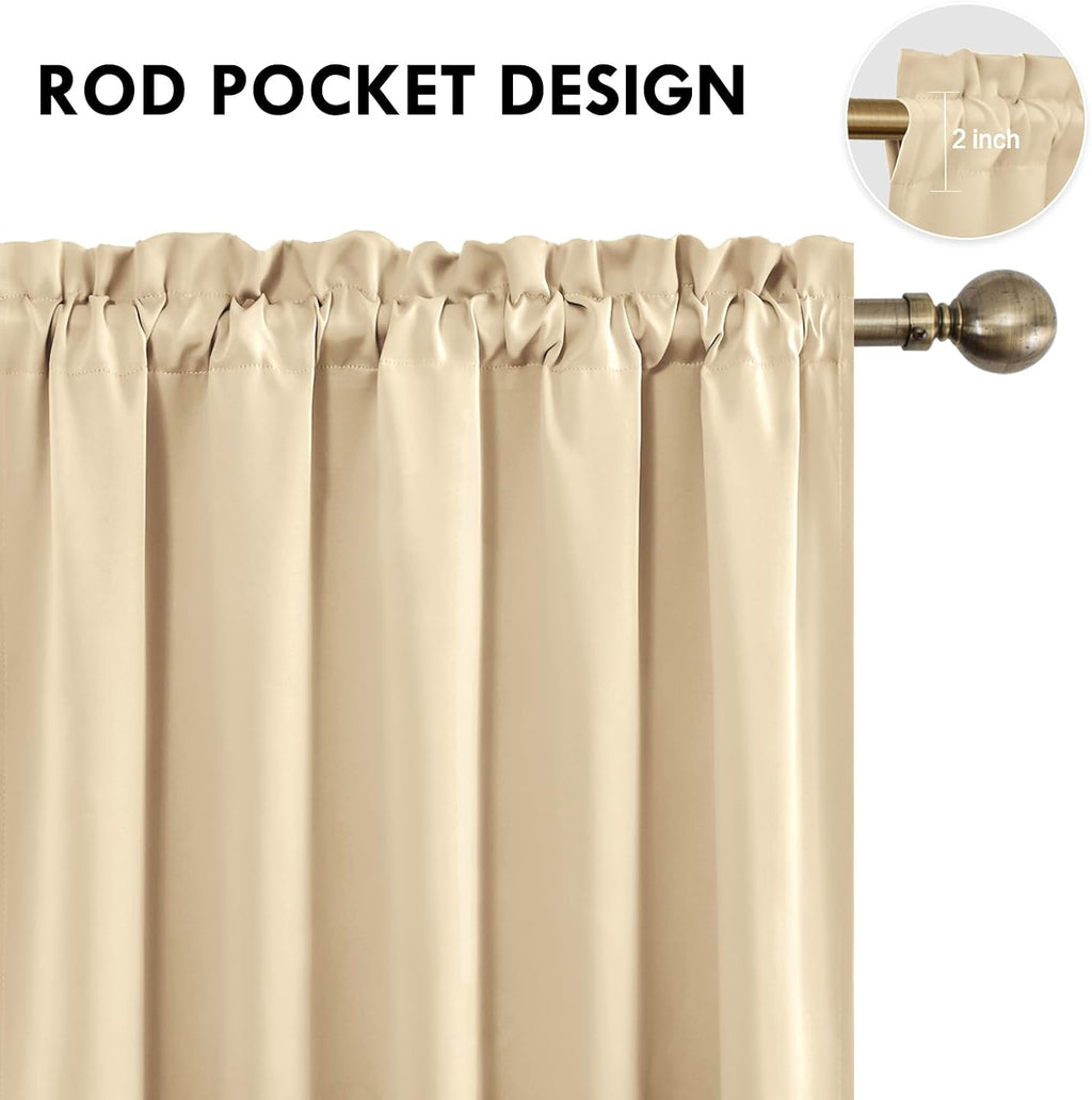 DWCN Insulated Blackout Curtains for Bedroom, Energy Saving Privacy Room Darkening Curtains for Living Room (W60 x L84 inch, Beige, Set…
