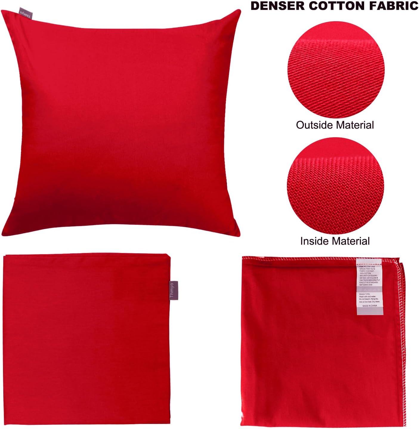 Thmyo 4-Pack 100% Cotton Comfortable Solid Decorative Throw Pillow Case Square Cushion Cover Pillowcase Sublimation Blank Pillow Covers DIY…