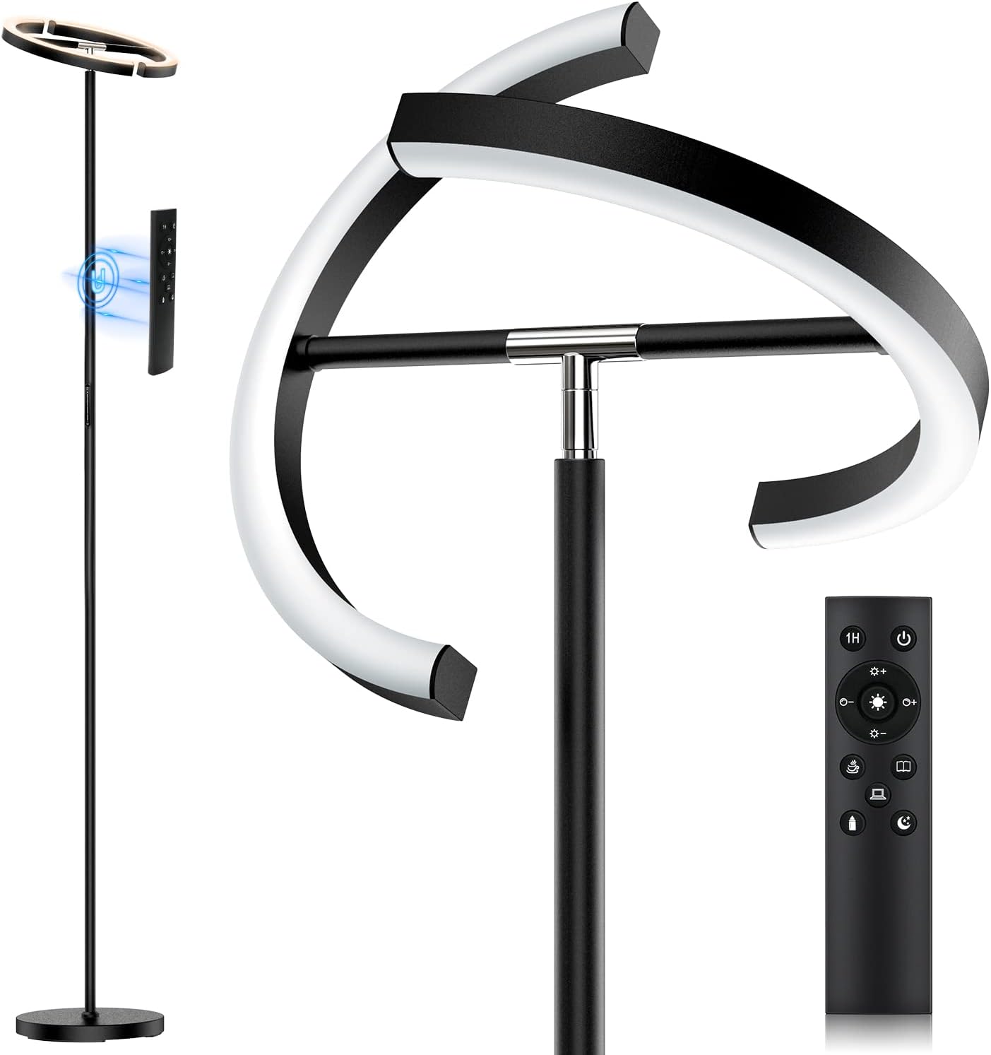 SIBRILLE LED Floor Lamp - Rotatable Standing Lamp with Touch & Remote Control, 3000-6000K, 22W Modern Floor Reading Light, Dimmable…