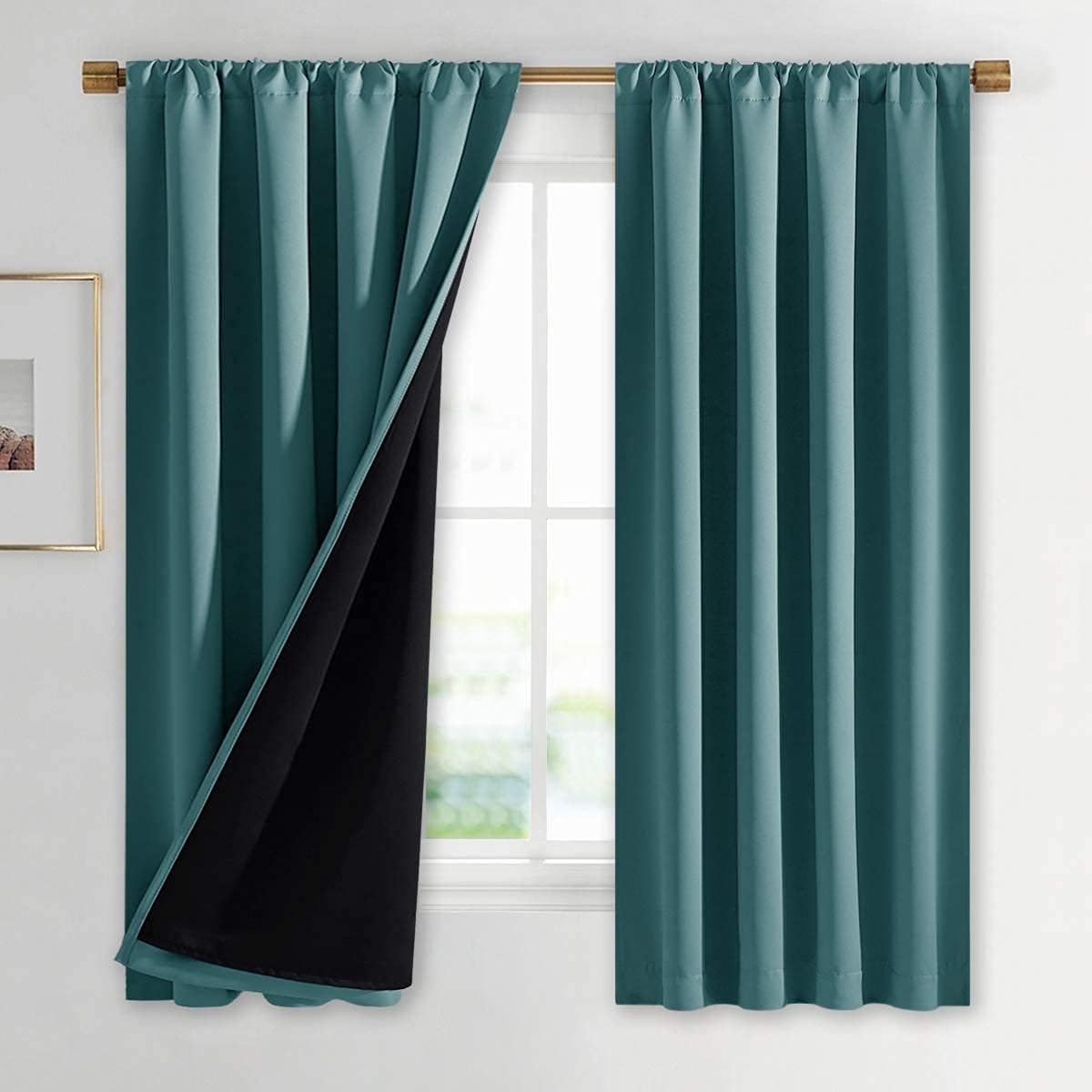 Nicetown 100% Blackout Curtain Panels, Thermal Black Liner Curtains for Nursery Room, Noise Reducing and Cold Blocking Drapes for Windows (…