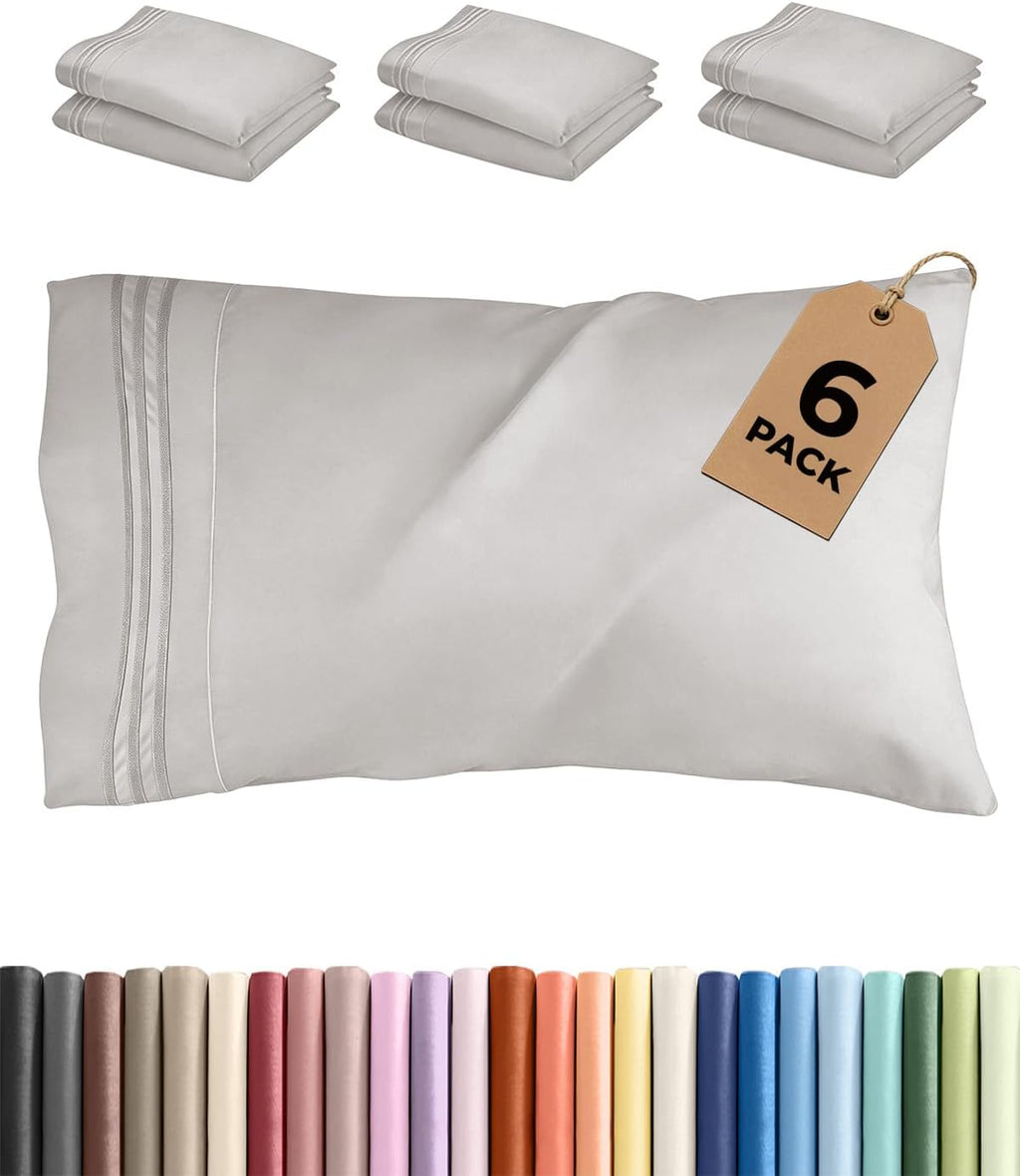 King Standard Pillow Cases Set of 6 - Ultra Soft Hotel Quality Pillowcase Covers - Comfy & Wrinkle Free - Shrink & Fade Resistant…