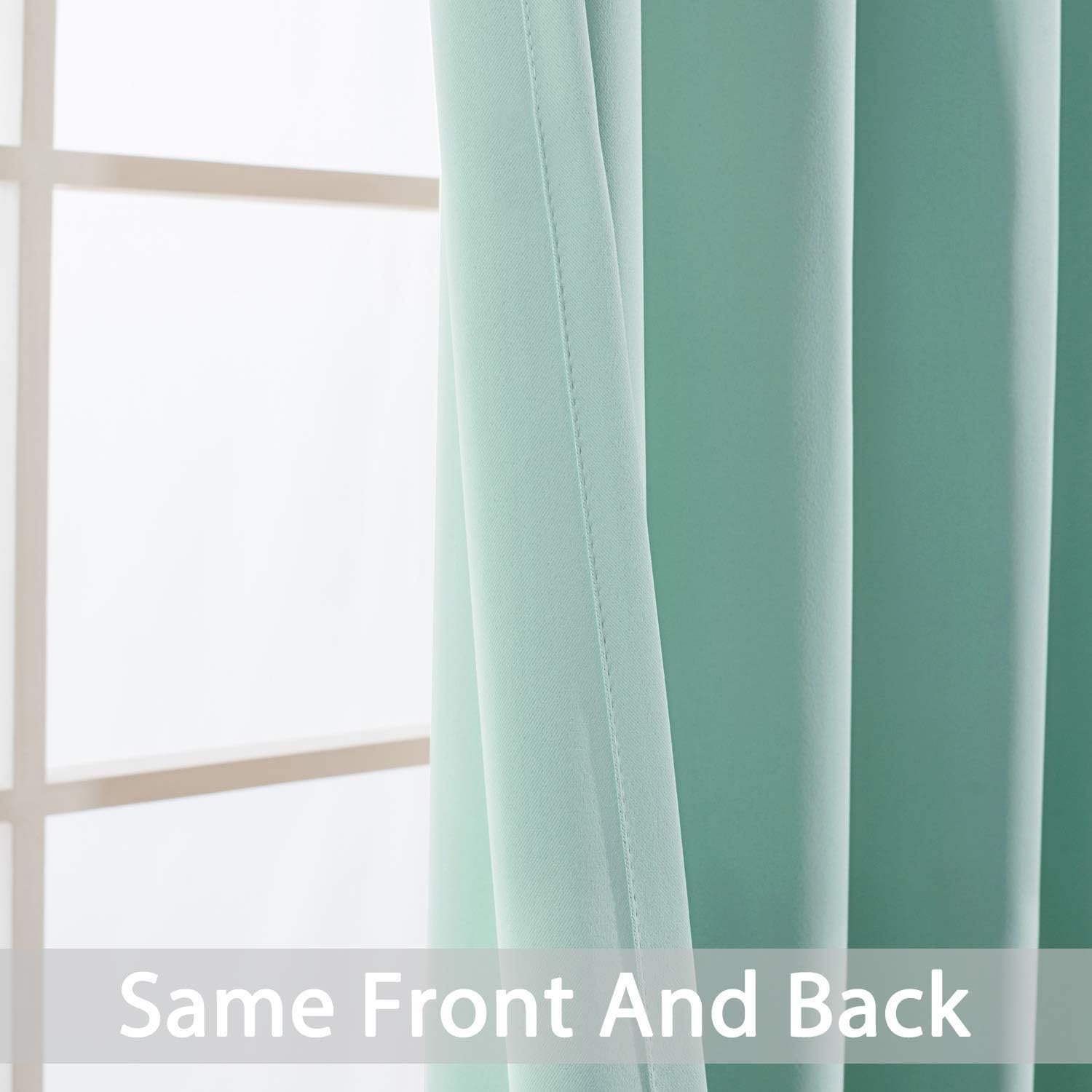 Yakamok Aqua Blackout Curtains 84 Inch Length Light Blocking Thermal Insulated Room Darkening Solid Grommet Window Treatment Drapes…