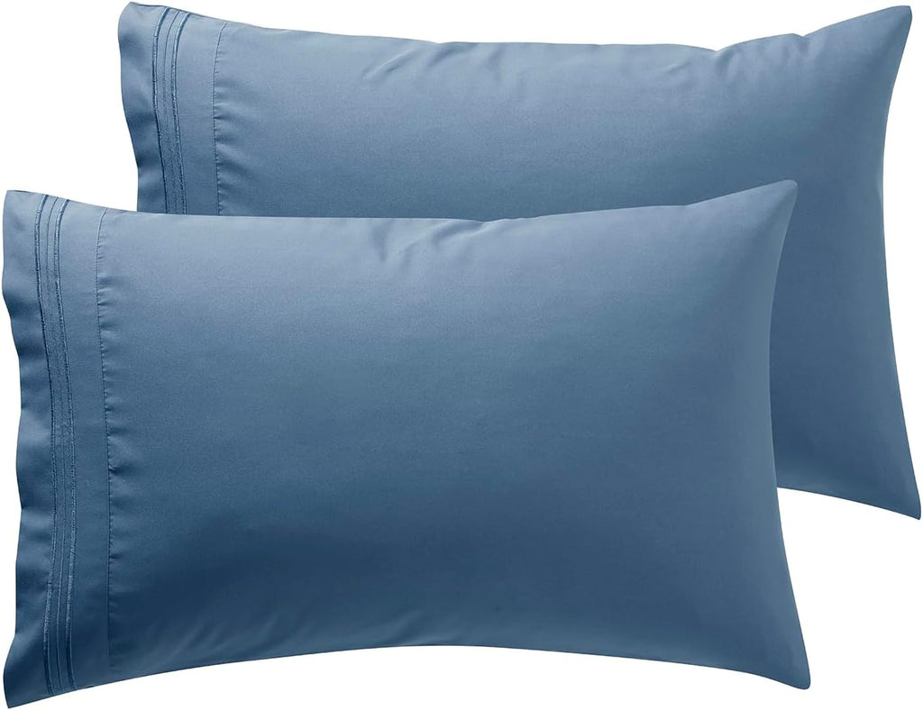 Nestl Blue Heaven Pillow Cases - Soft Queen Size Set of 2, 1800 Microfiber, Envelope Closure, 20x30 Inches cotton Blue