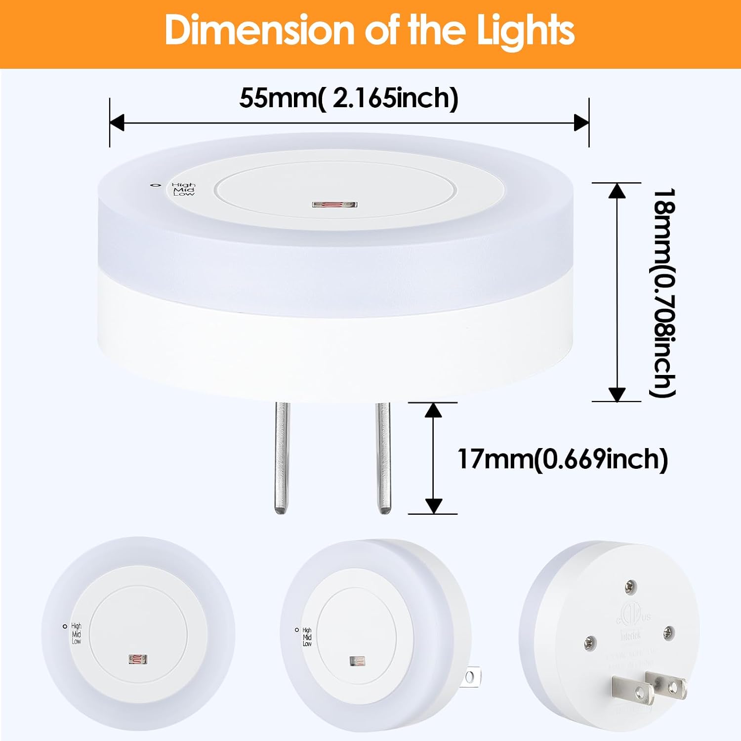 FOLKSMATE LED Night Lights Plug in, 2-Pack Dimmable Nightlight Plug Into Wall with Light Sensor, Soft White Adjustable for Adults…