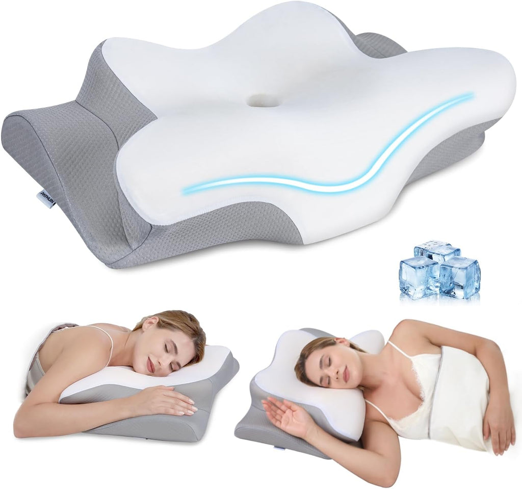 Missleep Cervical Neck Pillow, Memory Foam Pillows for Neck and Shoulder, 2 Heights Ergonomic Pillow with Breathable Ice Silk Cover, Neck…