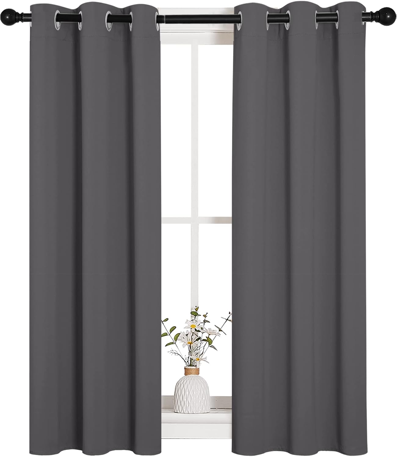NICETOWN Grey Blackout Curtain Panels for Bedroom, 2 Panels, W29 x L40 inches, Grey, Thermal Insulated Grommet Top Blackout Kitchen…