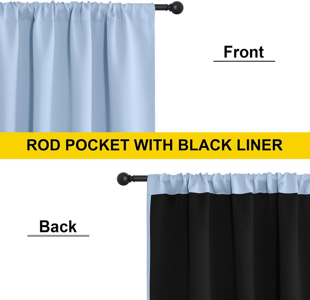 Nicetown Vintage Blue 2 Panels Blackout Curtains 52 x 84 Inch, Energy Smart & Noise Blocking Out Drapes for Baby Room Window, Thermal Insul…