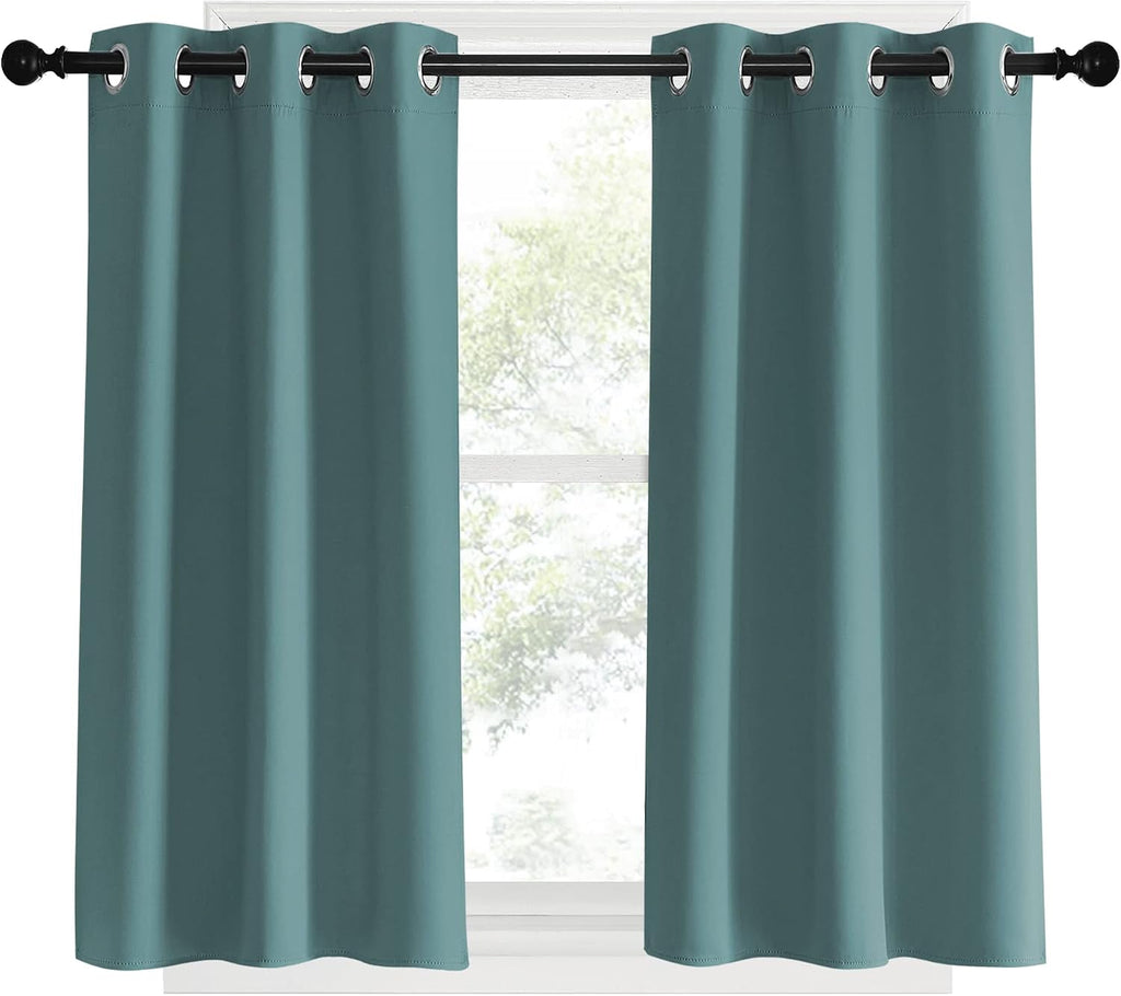 NICETOWN Modern Blackout Curtains Noise Reducing, Greyish Blue, 2 Panels, W34 x L40 -Inch, Thermal Insulated and Privacy Room Darkening…