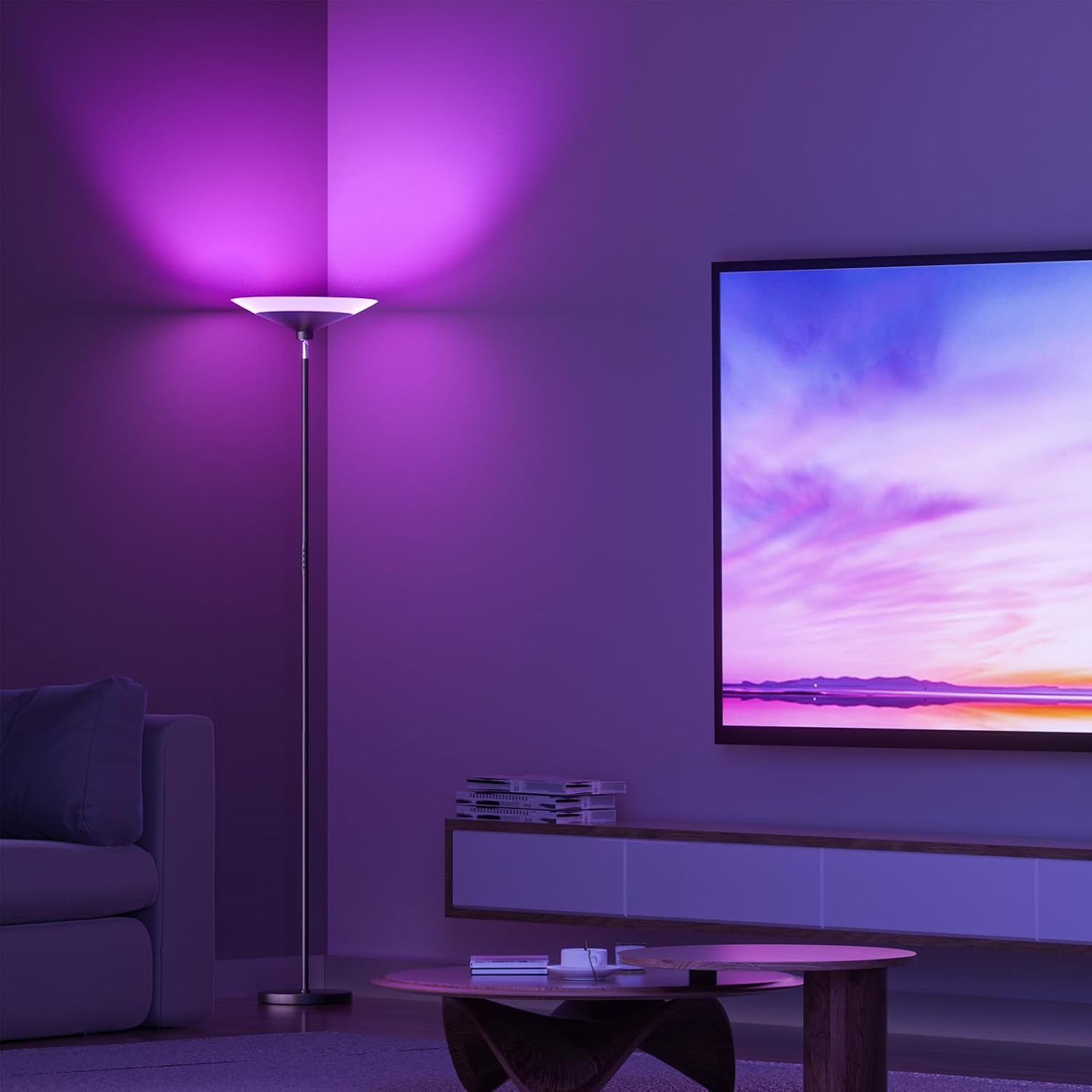 SIBRILLE RGB Torchiere Floor Lamp - 30W Dimmable LED Standing Lamp with Remote, Multi Color Changing, 72in Tall Corner Light, Bright…