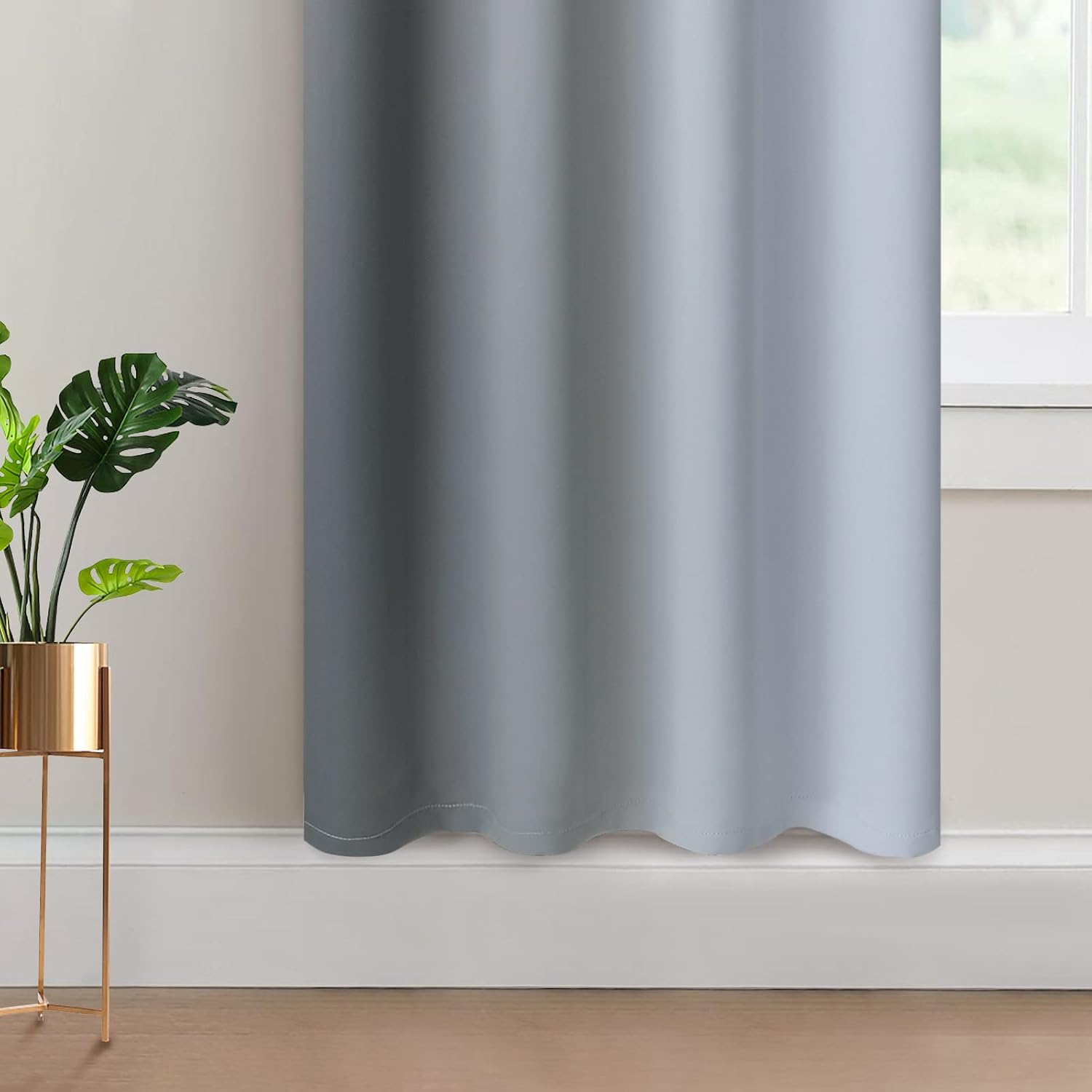 Yakamok Gray and Greyish White Thermal Insulated Grommet Light Blocking Window Drapes, Room Darkening Gradient Color Ombre Curtains for Bedr…