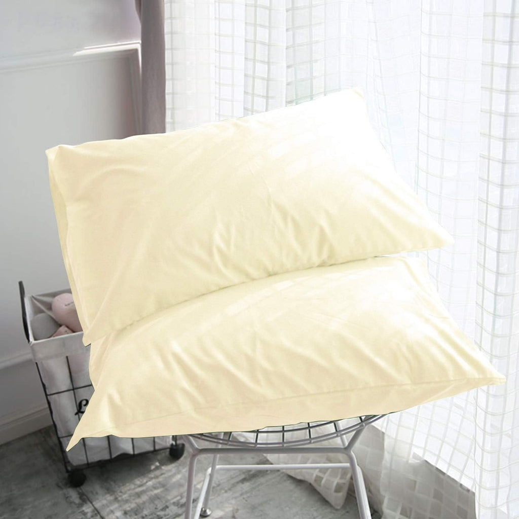 FLXXIE Pillow Cases Queen, Soft Microfiber Pillow Covers with Envelope Closure, Wrinkle Resistant Pillowcases, 2 Piece Set, 20x30, Ivory