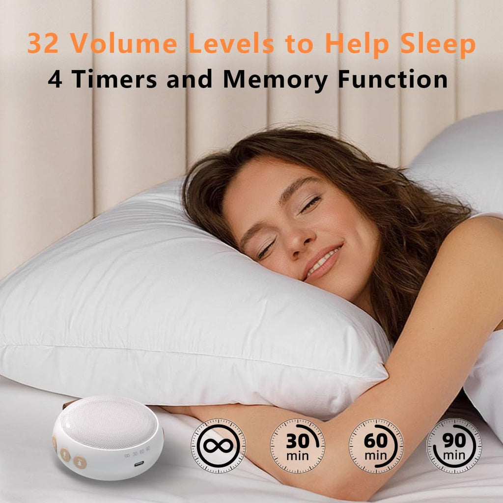 Portable Sound Machine Baby White Noise Machine Travel Noise Machine with 30 Soothing Sounds for Newborn Kids Adults Battery Sleep Brown…