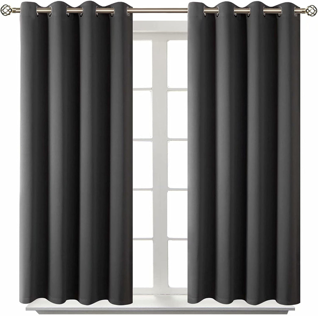 BGment Blackout Curtains - Grommet Thermal Insulated Room Darkening Bedroom and Living Room Curtain, Set of 2 Panels (52 x 45 Inch, Dark Gr…
