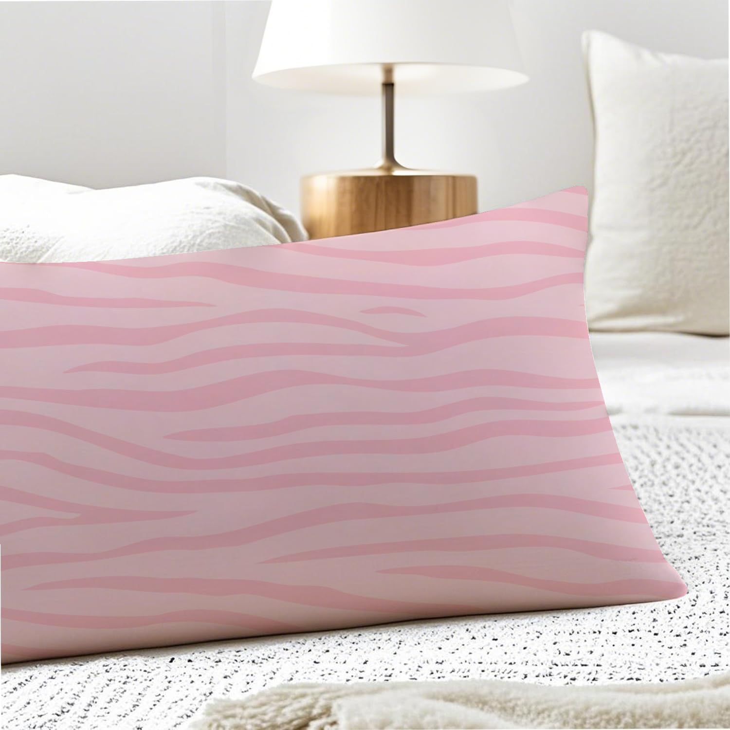 Preppy Pink Zebra Pattern 20x54 Body Pillow Cover, Preppy Room Decor, Girly Y2K Pink Animal Print Aesthetic Decorative Long Body Pillow…