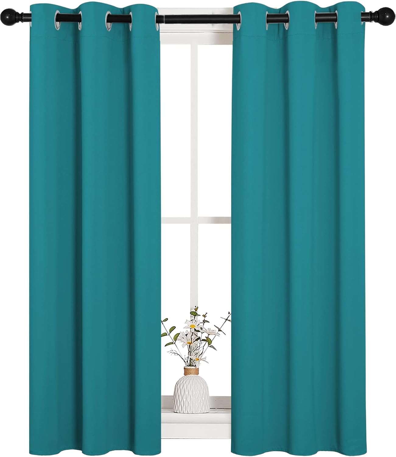 NICETOWN Room Darkening Curtains 40 inch Length 2 Panels, Peacock Teal, 2 Pieces, W29, Thermal Insulated Grommet Blackout Curtains for…