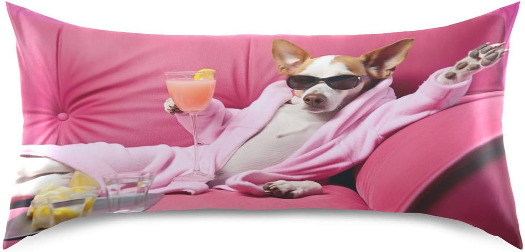 YETTASBIN Relaxing Dog Satin Pillowcase, Soft Breathable Silk Pillow Case with Envelope Closure for Hair and Skin, Queen Size 30 x 20 Inch