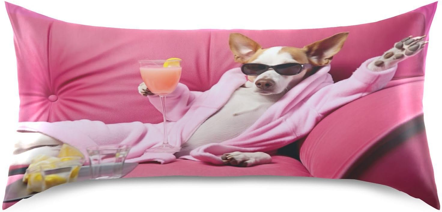YETTASBIN Relaxing Dog Satin Pillowcase, Soft Breathable Silk Pillow Case with Envelope Closure for Hair and Skin, Queen Size 30 x 20 Inch