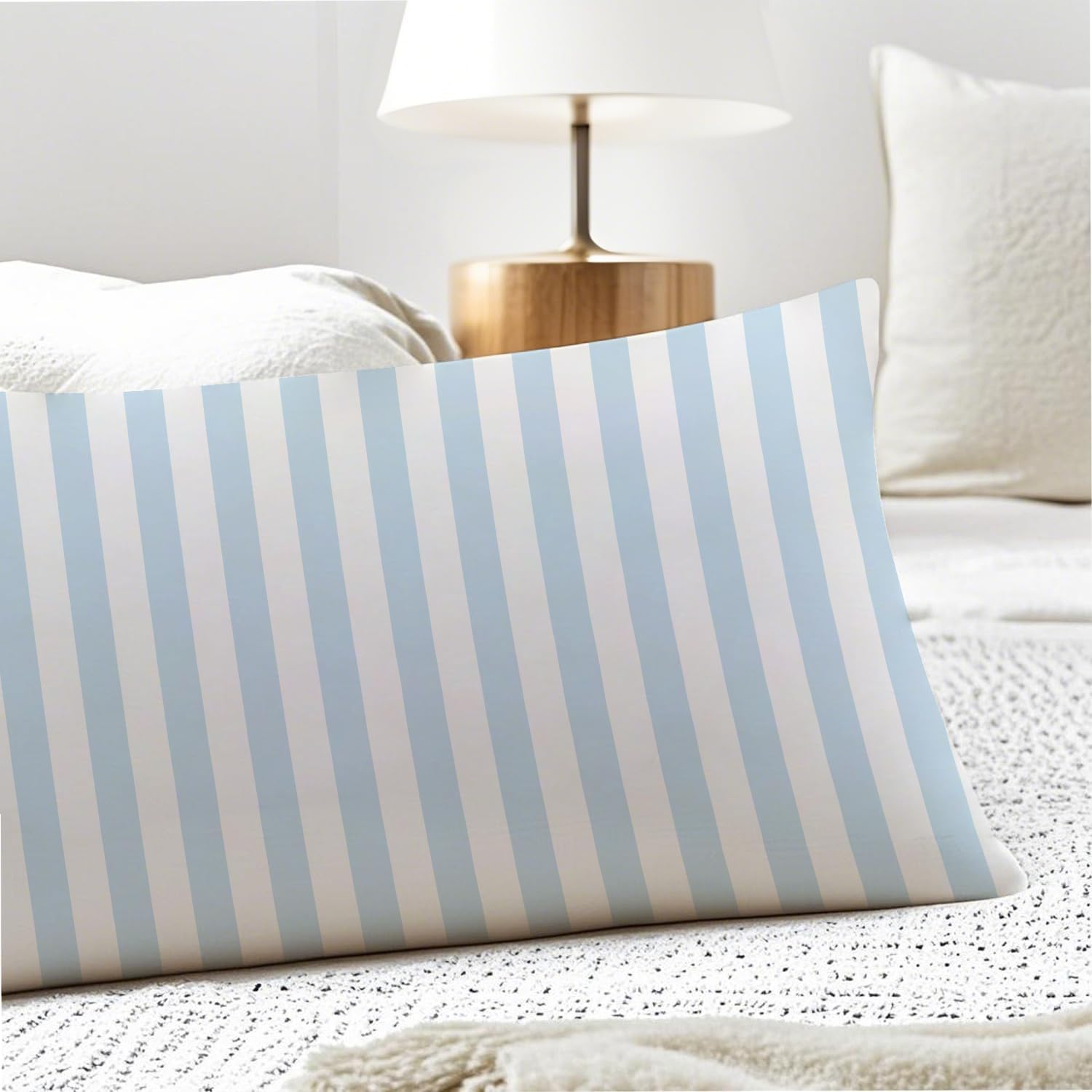 Light Blue Striped 20x54 Body Pillow Cover, Preppy Room Dorm Decor, Blue and White Line Coastal Decorative Long Body Pillow Cases for Bed…