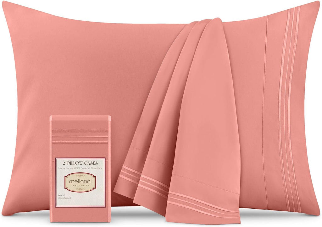 Mellanni Pillow Cases - Luxury, Extra Soft, Cooling Pillow Covers - 2 PC Iconic Collection Pillowcases - Envelope Closure (Standard/Queen 2…